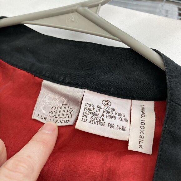 Vintage 80’s GoSilk Women's Long Black Red Check Jacket Size 3X Retro Slouchy - Picture 16 of 16